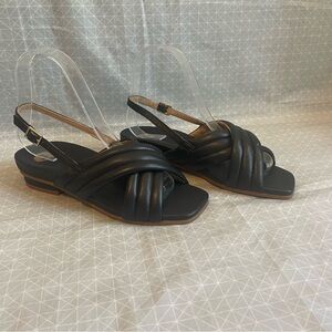 Bared Footwear Batis Leather Cross-Strap Sandals in Black 36